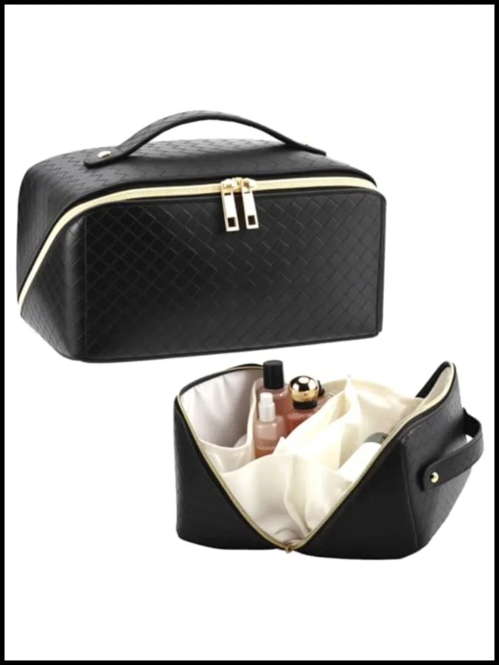 Large Capacity Foldable Travel Makeup Bag with Compartments